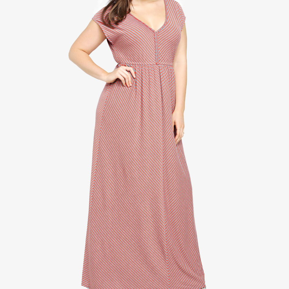 Torrid Braided Trim Striped Maxi Dress - Picture 1 of 8
